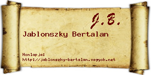 Jablonszky Bertalan névjegykártya